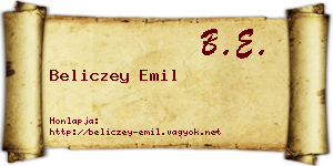 Beliczey Emil névjegykártya